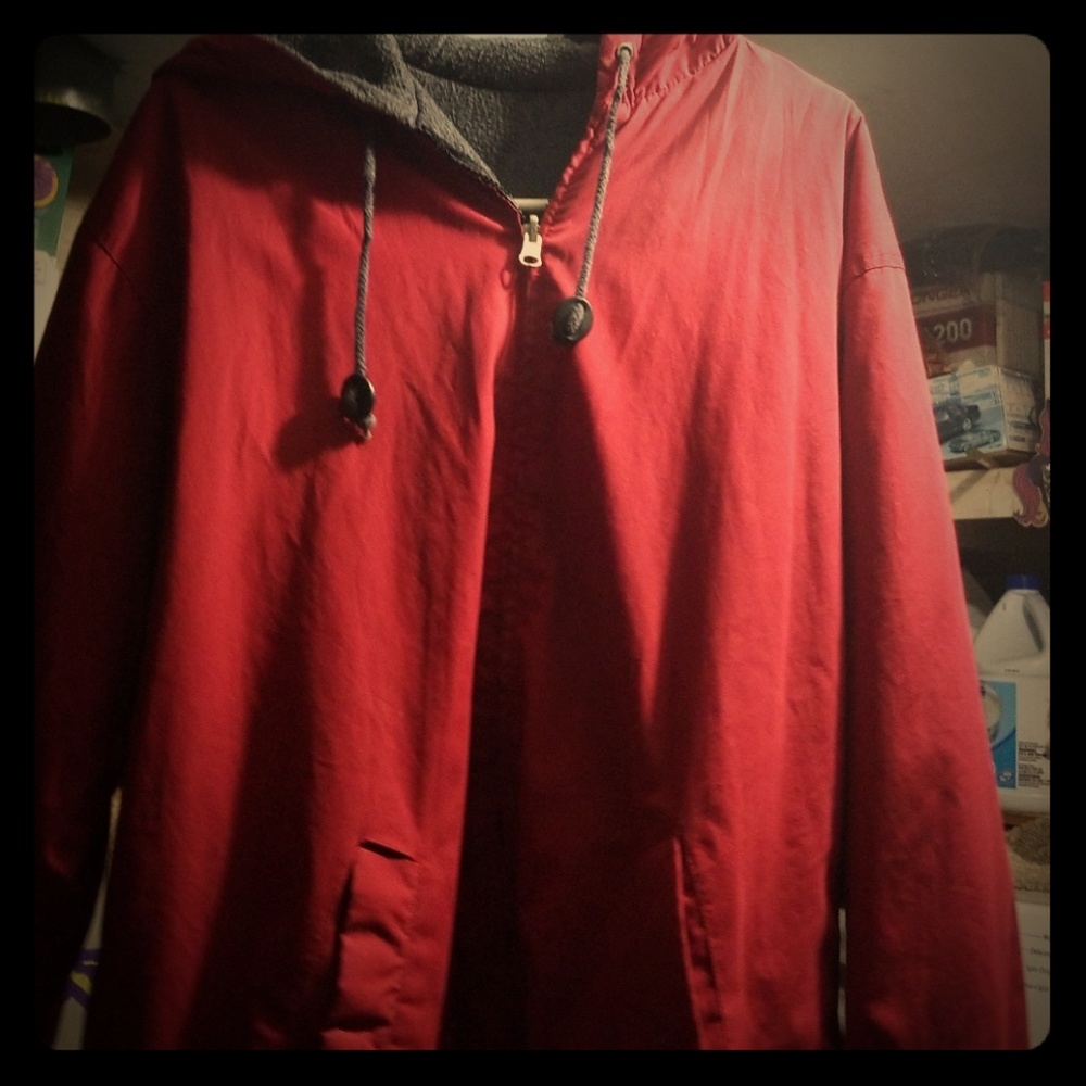 Reversible red and gray jacket